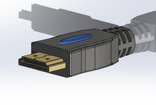 标准HDMI公插头模仿Weltron制造的电缆1.96英寸x 0.86英寸x 0.49英寸